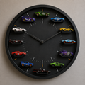Wall clock with 3D hotwheel cars