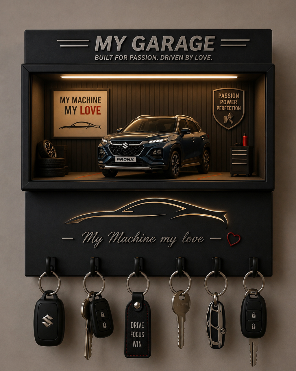 🏆 FMR Garage Vault – Personalized Car Display & Key Holder