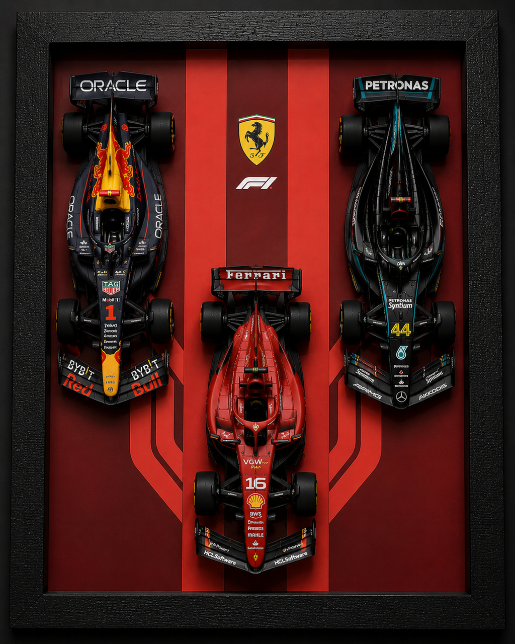 Set of 3 F1 Racing Cars 3D Frame