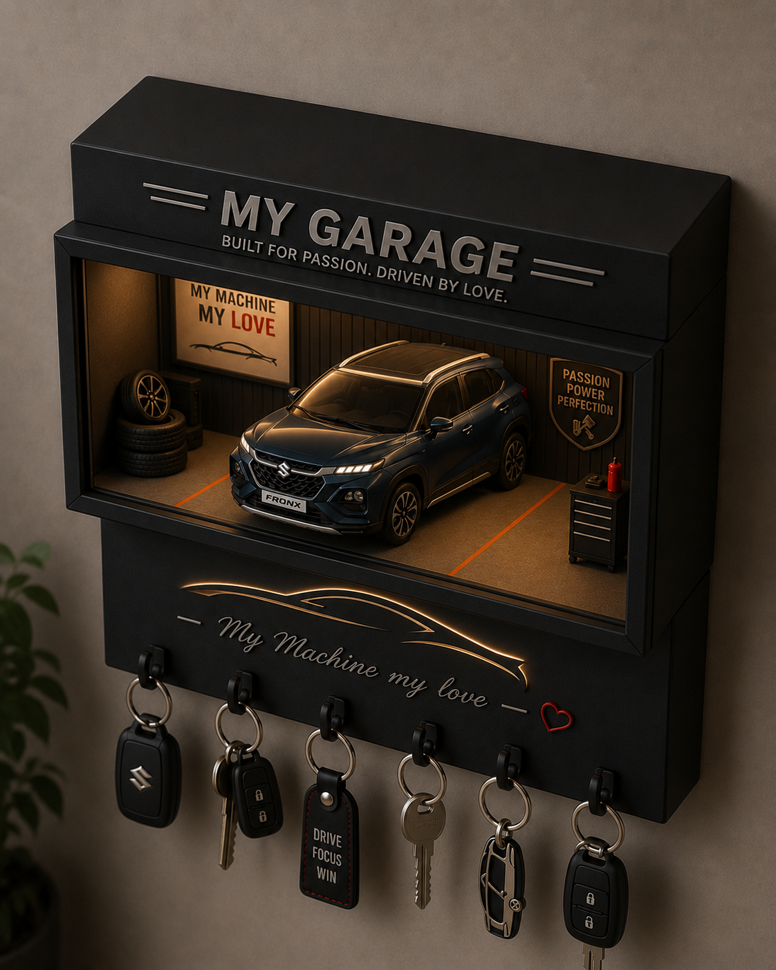 🏆 FMR Garage Vault – Personalized Car Display & Key Holder