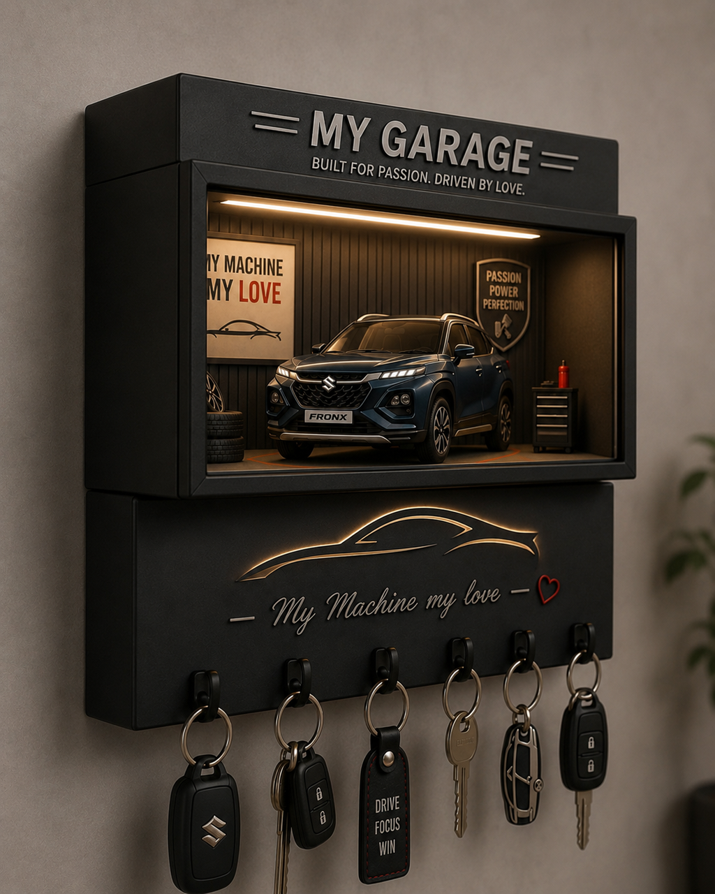 🏆 FMR Garage Vault – Personalized Car Display & Key Holder